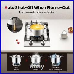 12 Inch Gas Cooktop 2 Burners Built-in Propane Stainless Steel Stove Top with