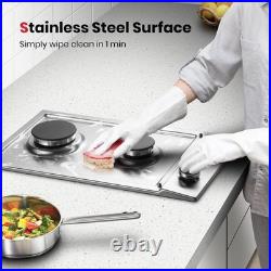 12 Inch Gas Cooktop 2 Burners Built-in Propane Stainless Steel Stove Top with
