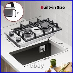 12 Inch Gas Cooktop 2 Burners Built-in Propane Stainless Steel Stove Top with