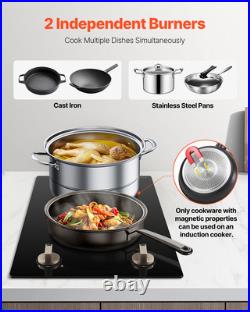 12 Induction Cooktop 2 Burner Electric Countertop Burner Knob Control 220V