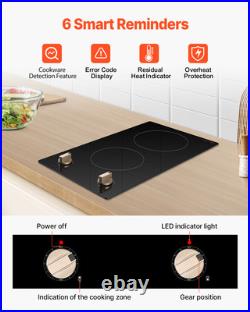 12 Induction Cooktop 2 Burner Electric Countertop Burner Knob Control 220V
