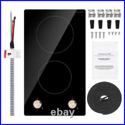 12 Induction Cooktop 2 Burner Electric Countertop Burner Knob Control 220V
