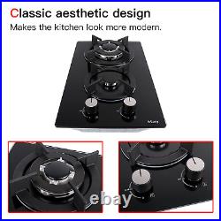 12 IsEasy 3300W 2 Burners Gas Cooktops Stove Tempered Glass Built-in LPG/NG USA