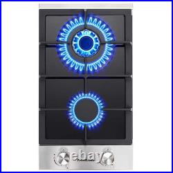12 in. Recessed Gas Stove Cooktop with 2 Sealed Burners in Black Tempered Glass 12 in. Recessed Gas Stove Cooktop with 2 Sealed Burners in Black Tempered Glass