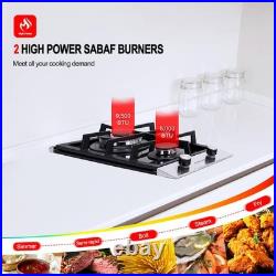 12 in. Recessed Gas Stove Cooktop with 2 Sealed Burners in Black Tempered Glass 12 in. Recessed Gas Stove Cooktop with 2 Sealed Burners in Black Tempered Glass