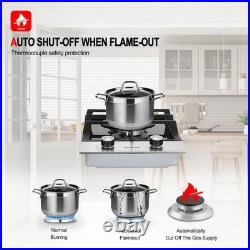 12 in. Recessed Gas Stove Cooktop with 2 Sealed Burners in Black Tempered Glass 12 in. Recessed Gas Stove Cooktop with 2 Sealed Burners in Black Tempered Glass