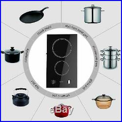 12 inch Electric Induction Cooktop Smooth Surface with 2 Burners Glass Surface