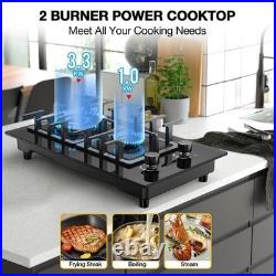 12 inch Gas Stove Drop-in 2 Burner Propane Gas Cooker Hob Stainless Steel NG/LPG