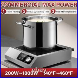 12in 1800W Commercial Induction Cooktop Powerful Electric Induction Burner 120V