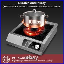 12in 1800W Commercial Induction Cooktop Powerful Electric Induction Burner 120V