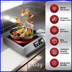12in 1800W Commercial Induction Cooktop Powerful Electric Induction Burner 120V