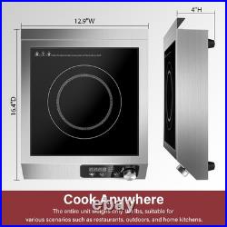 12in 1800W Commercial Induction Cooktop Powerful Electric Induction Burner 120V