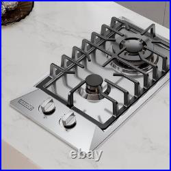 12in. Gas Cooktop in Stainless Steel 2 Sealed Burners Gas Stove 4000 BTUs Burner