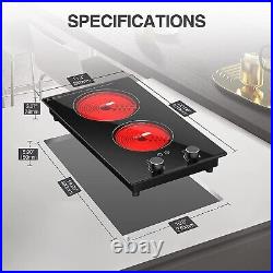 12inch Electric Radiant Cooktop Built-in 2 Burner 110V 2000W Electric Stove Top