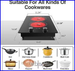 12inch Electric Radiant Cooktop Built-in 2 Burner 110V 2000W Electric Stove Top