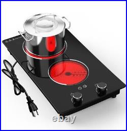 12inch Electric Radiant Cooktop Built-in 2 Burner 110V Electric Stove Top Touch