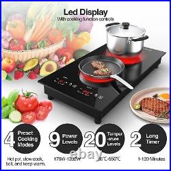 12inch Electric Radiant Cooktop Built-in 2 Burner 110V Electric Stove Top Touch