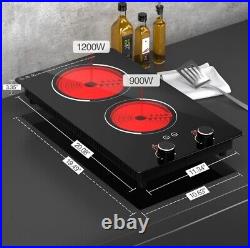 12inch Electric Radiant Cooktop Built-in 2 Burner 110V Electric Stove Top Touch