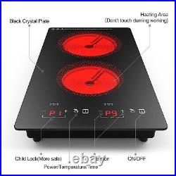 12inch Electric Radiant Cooktop Built-in 2 Burner 110V Electric Stove Top Touch