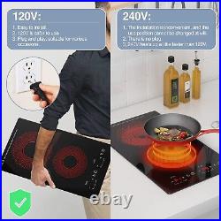 12inch Electric Radiant Cooktop Built-in 2 Burner 110V Electric Stove Top Touch