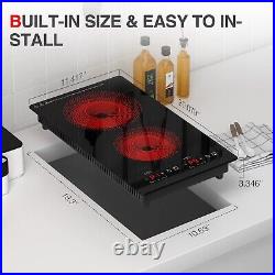 12inch Electric Radiant Cooktop Built-in 2 Burner 110V Electric Stove Top Touch