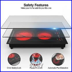 12inch Electric Radiant Cooktop Built-in 2 Burner 110V Electric Stove Top Touch