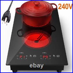 12inch Electric Radiant Cooktop Built-in 2 Burner 220V 3000W Electric Stove Top