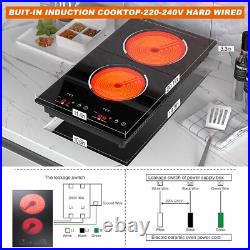 12inch Electric Radiant Cooktop Built-in 2 Burner 220V 3000W Electric Stove Top