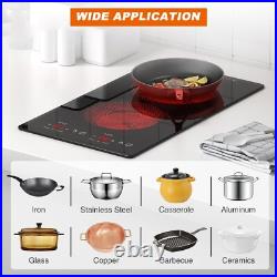 12inch Electric Radiant Cooktop Built-in 2 Burner 220V 3000W Electric Stove Top