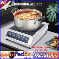 1800W Electric Countertop Cooker Stainless Steel Induction Cooktop 110V NEW