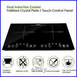1800W Electric Dual Induction Cooker Countertop Double Burner Cooktop Digital