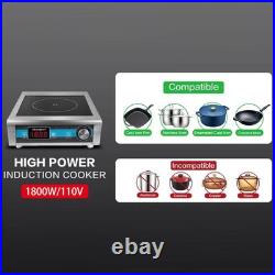 1800W Induction Cooktop Commercial Electric Stove Burner Hot Plate 18h Timer