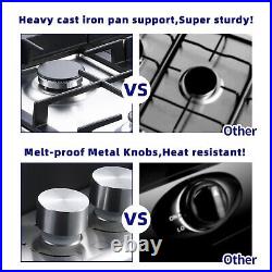 2-5 Burners Gas Cooktop Stainless Steel / Tempered Glass Kitchen Gas Hob NG/LPG