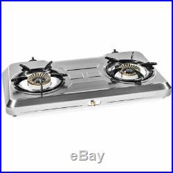 2 Burner Cook Top Stainless Steel Portable Propane LPG Gas Stove Double