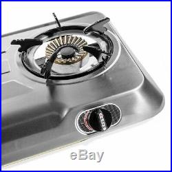 2 Burner Cook Top Stainless Steel Portable Propane LPG Gas Stove Double
