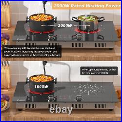 2 Burner Electric Cooktop 110V 24 Inch Ceramic Stove Top Countertop & Built-In