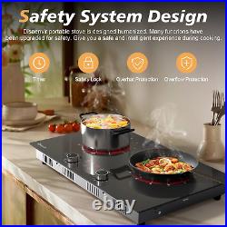 2 Burner Electric Cooktop 110V 24 Inch Ceramic Stove Top Countertop & Built-In