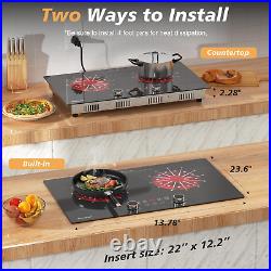 2 Burner Electric Cooktop 110V 24 Inch Ceramic Stove Top Countertop & Built-In