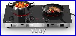 2 Burner Electric Cooktop 110V 24 Inch Ceramic Stove Top Countertop & Built-In