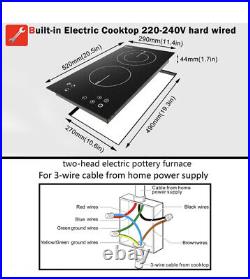 2 Burner Electric Cooktop 12 Inch, Drop-In Electric Radiant Cooktop 220V 240V