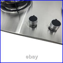 2-Burner Gas Cooktop Natural Gas Cooker Stainless Steel Stove Automatic Ignition