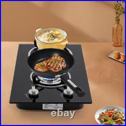 2 Burner Propane Gas Cooktop LPG Dual Fuel Gas Stove Top Tempered Glass Black