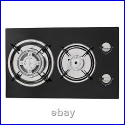 2 Burner Propane Gas Cooktop LPG Dual Fuel Gas Stove Top Tempered Glass Black