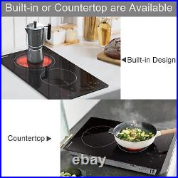 2 Burners Electric Cooktop, 120v Plug in Ceramic Cooktop, 12 Inch Countertop