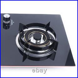 2 Burners Gas Cooktop Stove Top Tempered Glass Built-In Tempered Glass Built-In
