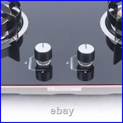 2 Burners Gas Cooktop Stove Top Tempered Glass Built-In Tempered Glass Built-In