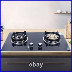 2 Burners Gas Cooktop Stove Top Tempered Glass Built-In Tempered Glass Built-In