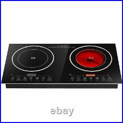 2 Burners Induction Cooktop Electric Hob Cook Top Stove Ceramic Cooktop 110V US