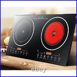 2 Burners Induction Cooktop Electric Hob Cook Top Stove Ceramic Cooktop 110V US