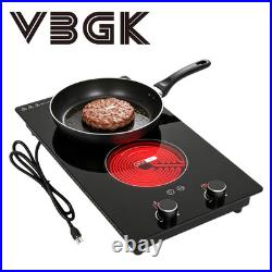 20 Electric Cooktop 2 Burners 2100W Built-in Electric Stove Top Plug-in Cooker